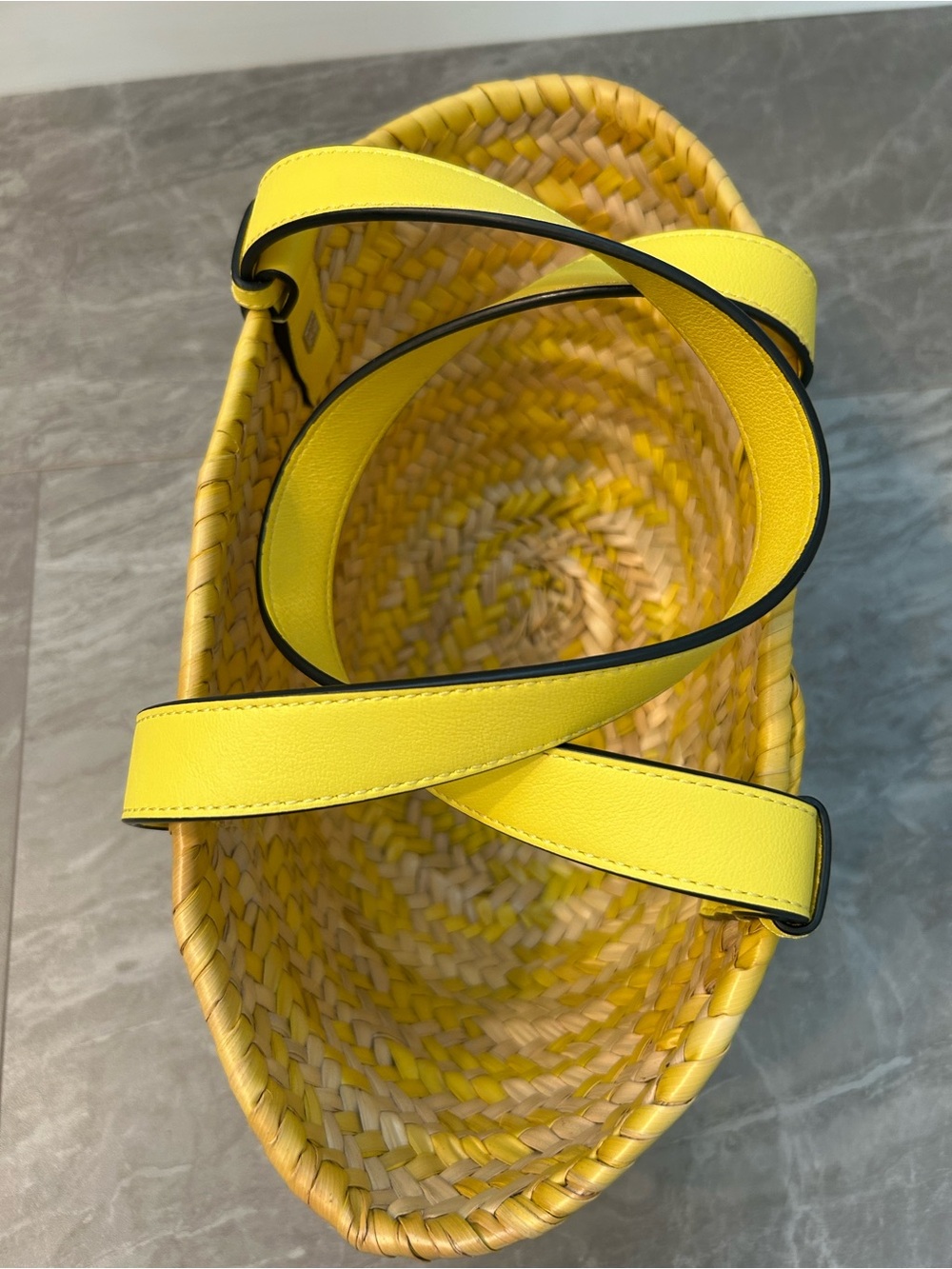 Loewe Bright Yellow Woven Leather-Trim Tote - Picture 7 of 7
